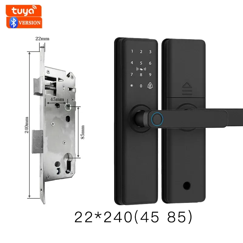 Serrure de porte intelligente Bluetooth à empreinte digitale, compatible application Tuya 9