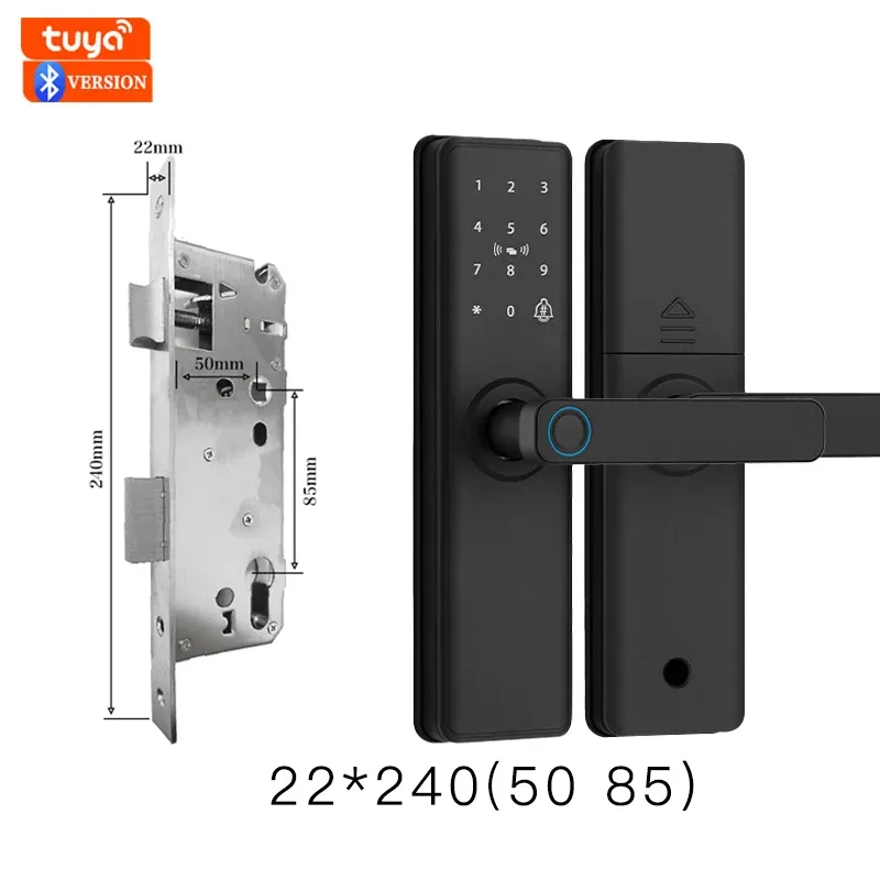 Serrure de porte intelligente Bluetooth à empreinte digitale, compatible application Tuya 22