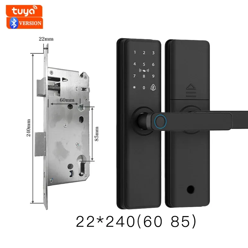 Serrure de porte intelligente Bluetooth à empreinte digitale, compatible application Tuya 21