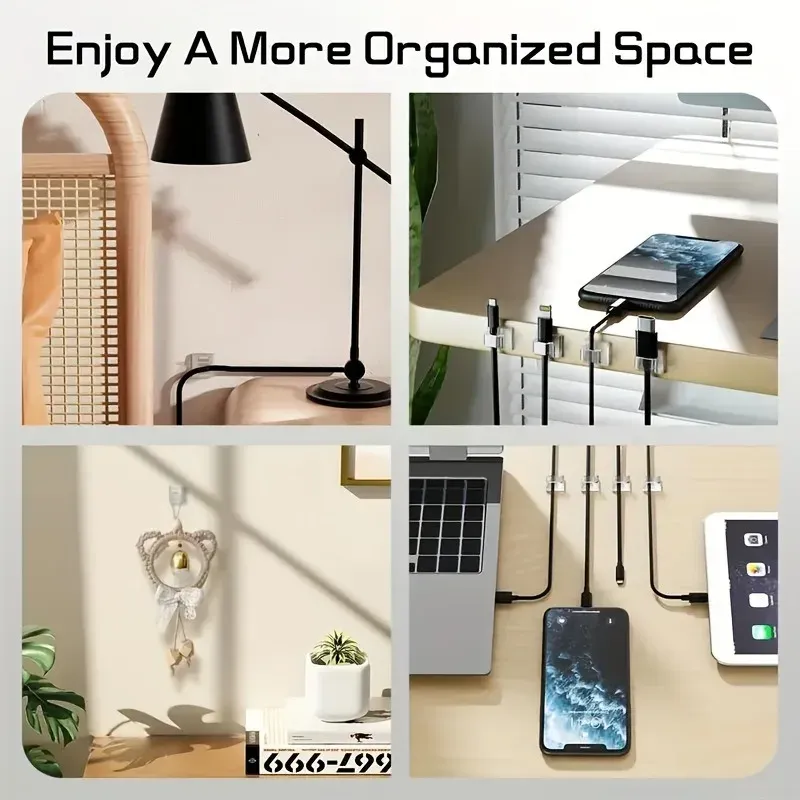 Clips adhésifs transparents pour câbles, organisateur de fils robuste pour la maison, le bureau, les murs et l'extérieur, lot de 10, 50 ou 100 5
