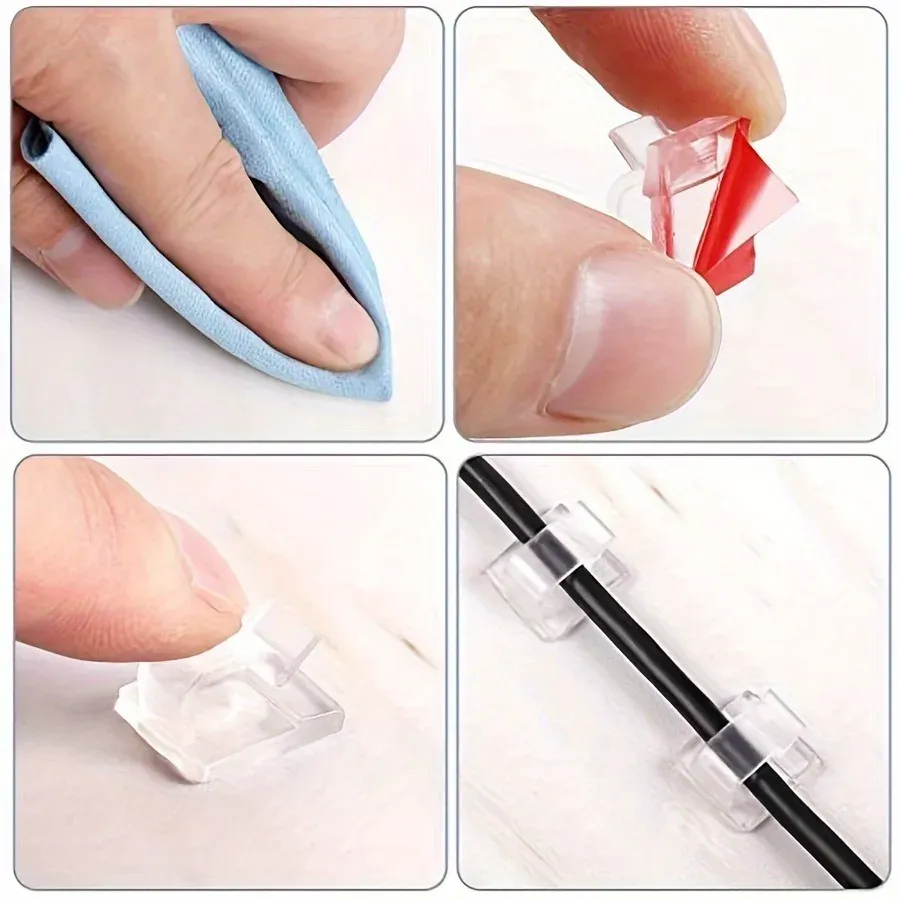 Câbles organisés avec des clips transparents