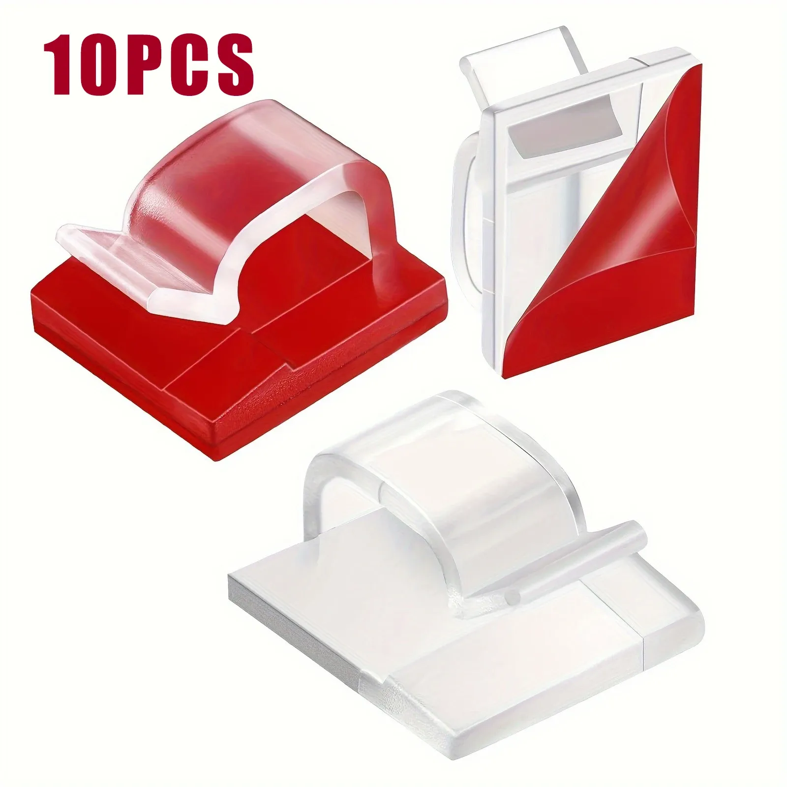 Clips adhésifs transparents pour câbles, organisateur de fils robuste pour la maison, le bureau, les murs et l'extérieur, lot de 10, 50 ou 100 12