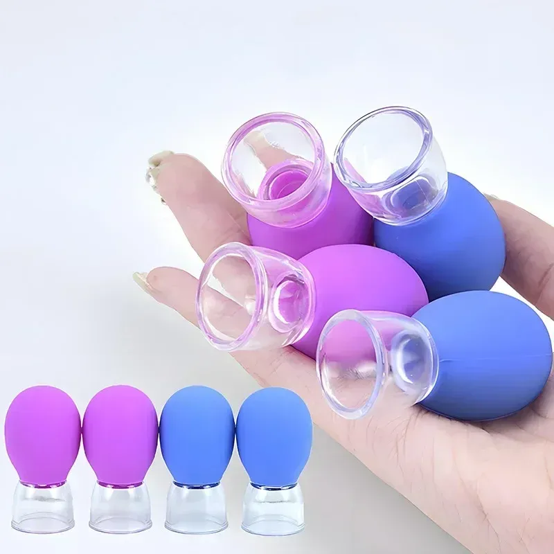 Ventouses de massage en silicone pour le corps, le visage, le cou et les yeux, à réservoir sous vide, outil de beauté anti-âge - Image 1