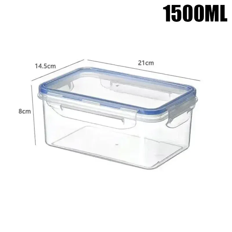 Boîte de rangement rectangulaire avec couvercle étanche pour réfrigérateur, bac à légumes en plastique, boîte à déjeuner compatible micro-ondes 11