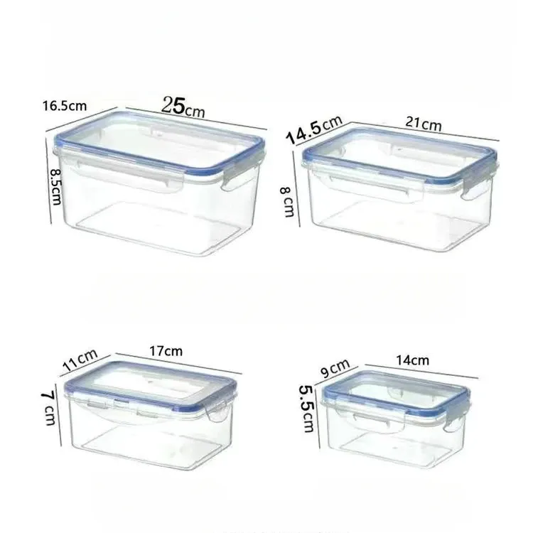 Boîte de rangement rectangulaire avec couvercle étanche pour réfrigérateur, bac à légumes en plastique, boîte à déjeuner compatible micro-ondes 7