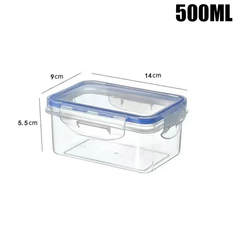Boîte de rangement rectangulaire avec couvercle étanche pour réfrigérateur, bac à légumes en plastique, boîte à déjeuner compatible micro-ondes 8