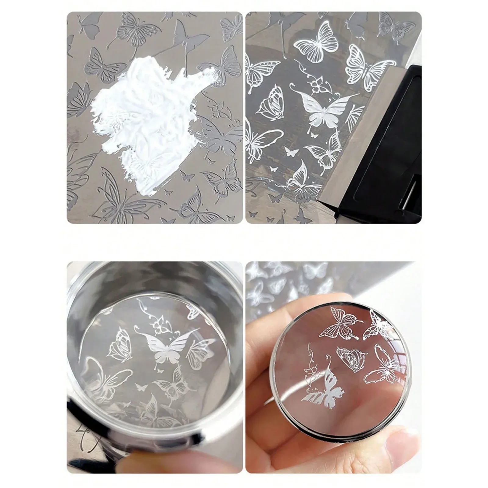 Kit de stamping et de raclettes pour nail art en silicone transparent, pour la décoration d'ongles DIY 2