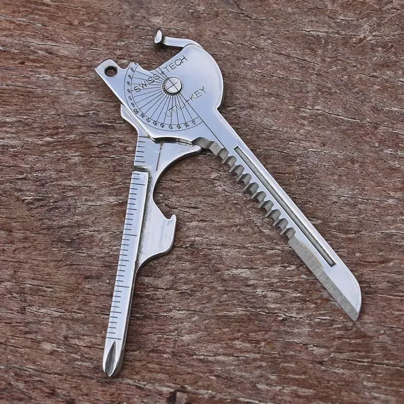Porte-clés multifonction compact avec tournevis, ouvre-bouteille et outil de camping d'urgence 2