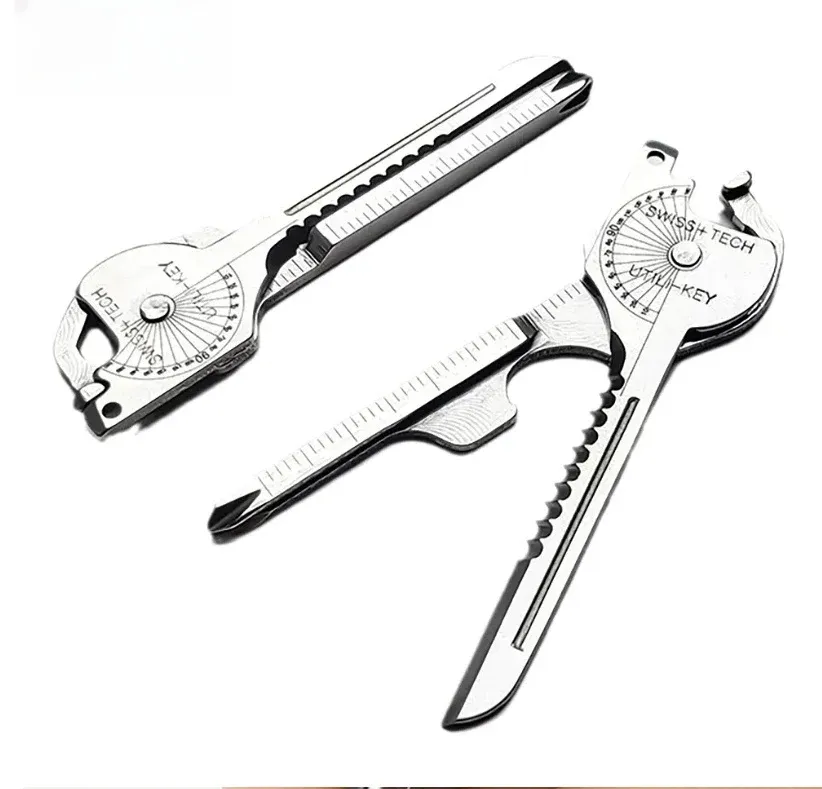 Porte-clés multifonction compact avec tournevis, ouvre-bouteille et outil de camping d'urgence 5
