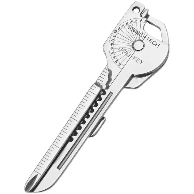 Porte-clés multifonction compact avec tournevis, ouvre-bouteille et outil de camping d'urgence 6