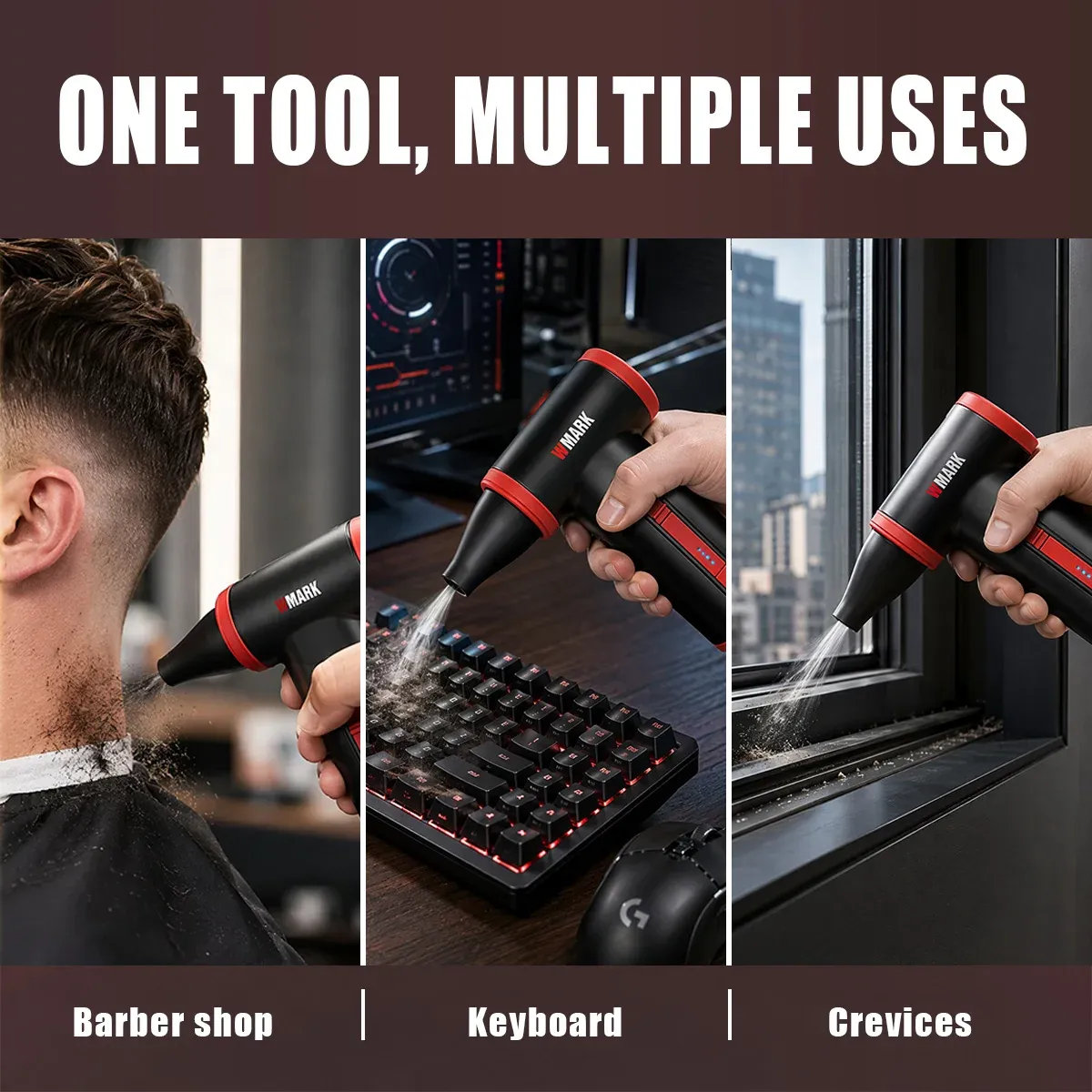 Sèche-cheveux professionnel WMARK sans fil, 130 000 tr/min, avec diffuseur et fonction aspirateur portable et souffleur de poussière, format mini pour utilisation extérieure, NG-TB001 5