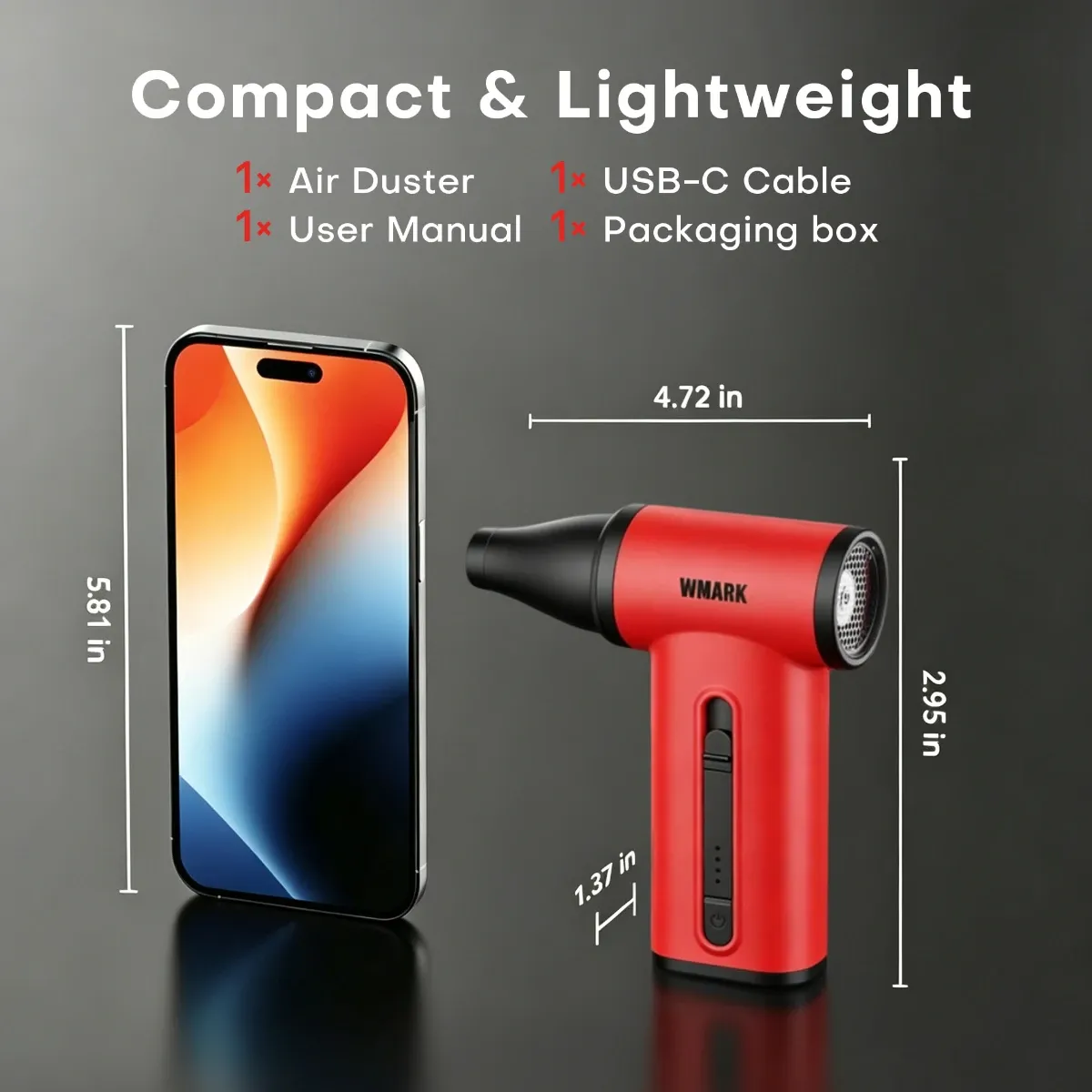 Sèche-cheveux professionnel WMARK sans fil, 130 000 tr/min, avec diffuseur et fonction aspirateur portable et souffleur de poussière, format mini pour utilisation extérieure, NG-TB001 6