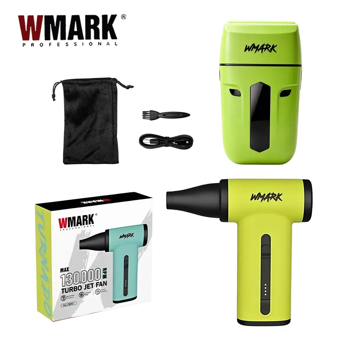 Sèche-cheveux professionnel WMARK sans fil, 130 000 tr/min, avec diffuseur et fonction aspirateur portable et souffleur de poussière, format mini pour utilisation extérieure, NG-TB001 12