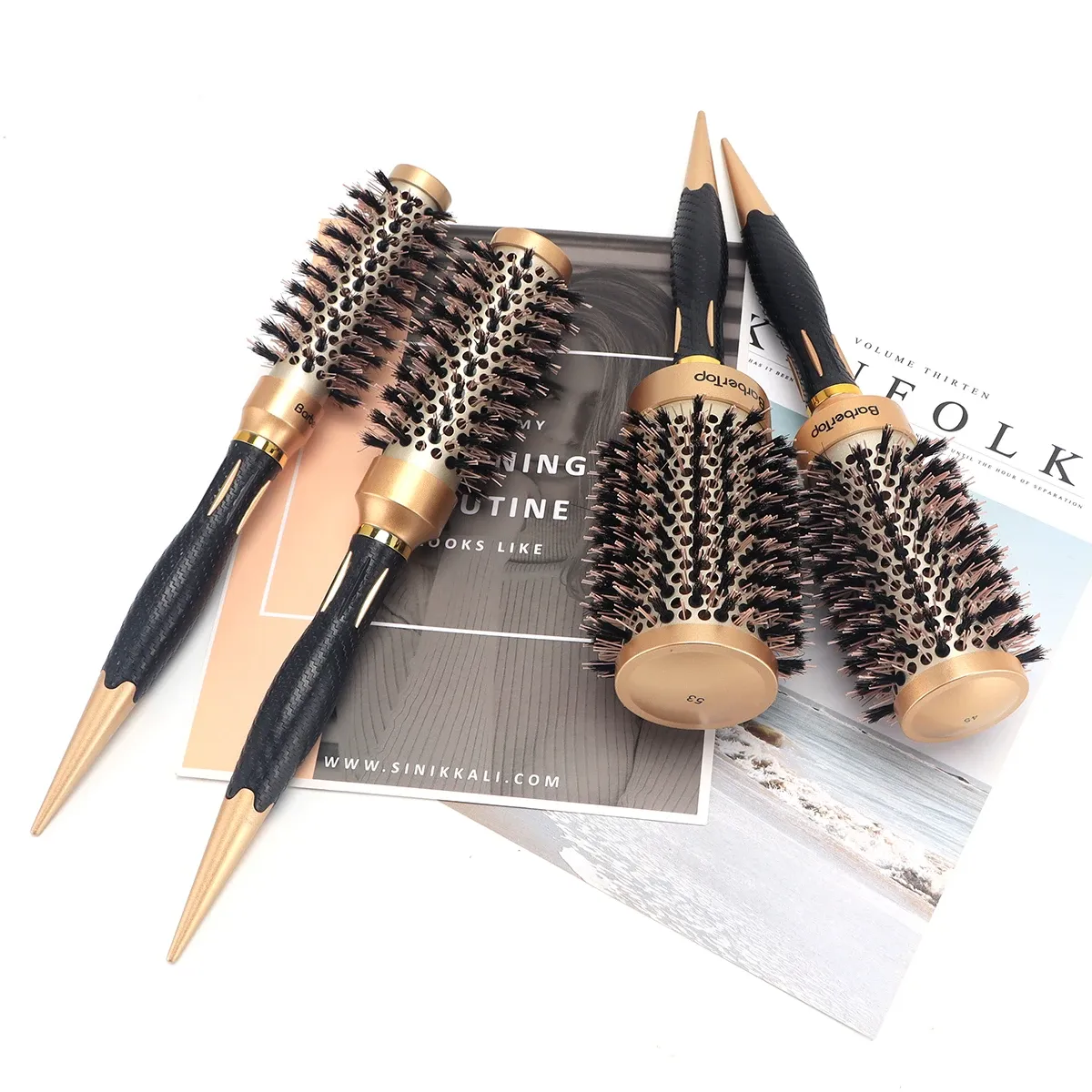 Peigne antistatique pour salon de coiffure, outil de coiffage et de bouclage, brosse à cheveux bouclés pour femmes 2