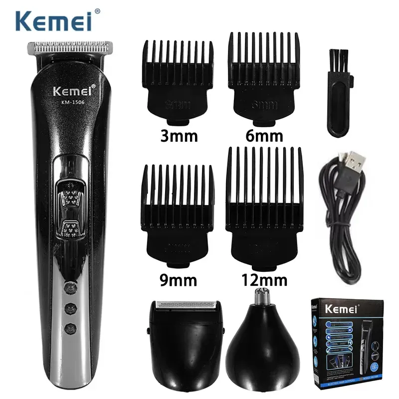Tondeuse à cheveux électrique 3 en 1 Kemei KM-1506 rechargeable par USB, avec tondeuse nez et rasoir professionnel 1