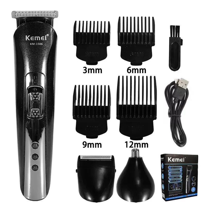 Tondeuse à cheveux électrique 3 en 1 Kemei KM-1506 rechargeable par USB, avec tondeuse nez et rasoir professionnel 7