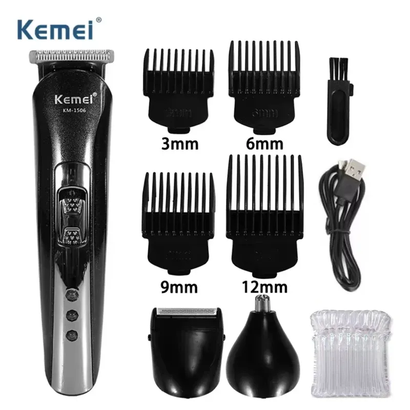 Tondeuse à cheveux électrique 3 en 1 Kemei KM-1506 rechargeable par USB, avec tondeuse nez et rasoir professionnel 8