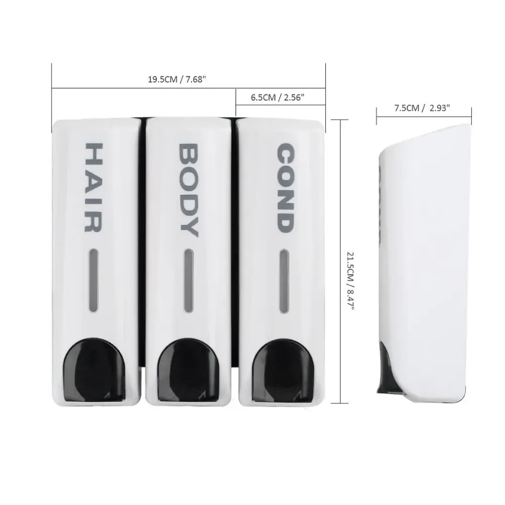 Distributeur de savon liquide simple/double/triple de 350 ml, distributeur mural de shampoing pour douche et bain, récipient à savon liquide, accessoires de salle de bain 5