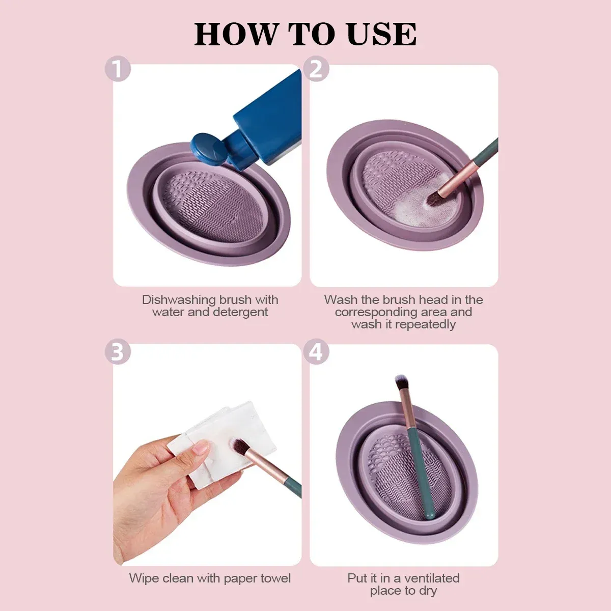 Nettoyage de pinceaux de maquillage dans le bol en silicone