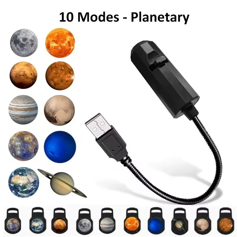 Projecteur USB à scènes rotatives avec lampe lunaire pour décoration murale et plafond 8