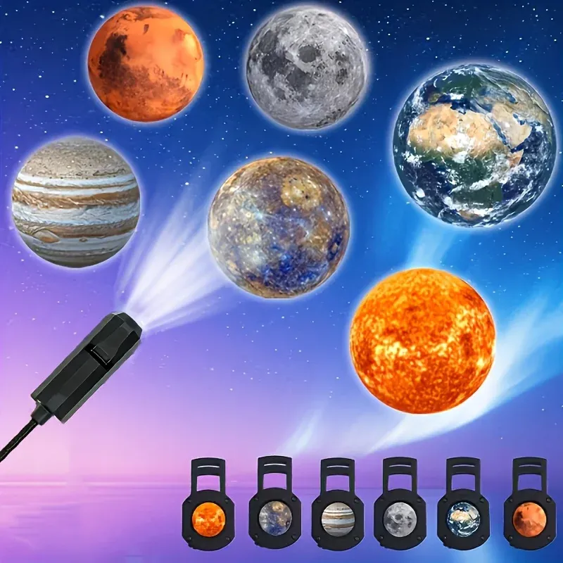 Projecteur USB à scènes rotatives avec lampe lunaire pour décoration murale et plafond 7
