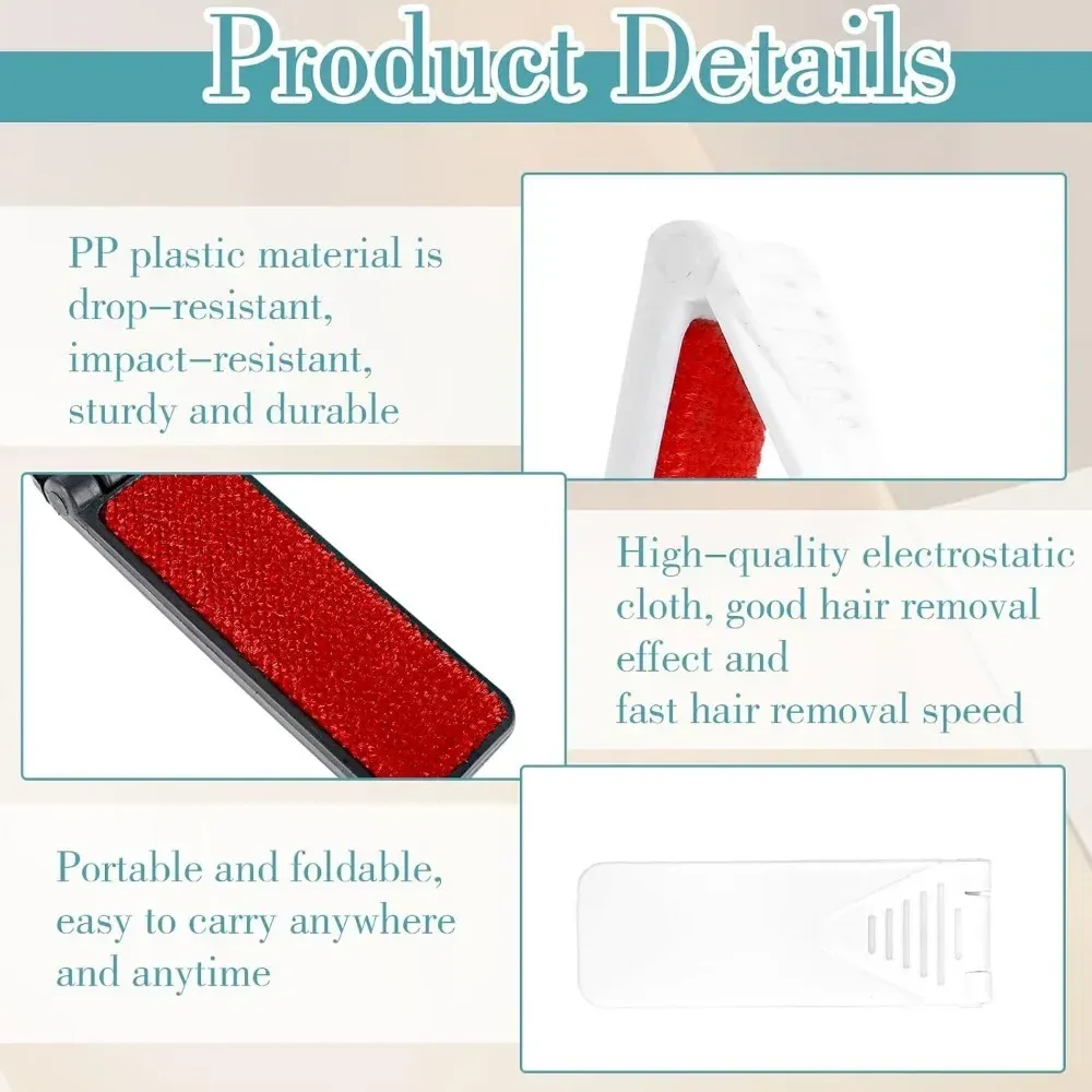 Lot de 2 mini brosses anti-peluches pliables et réutilisables pour vêtements, retrait des peluches, poils d'animaux et tissus d'ameublement 4