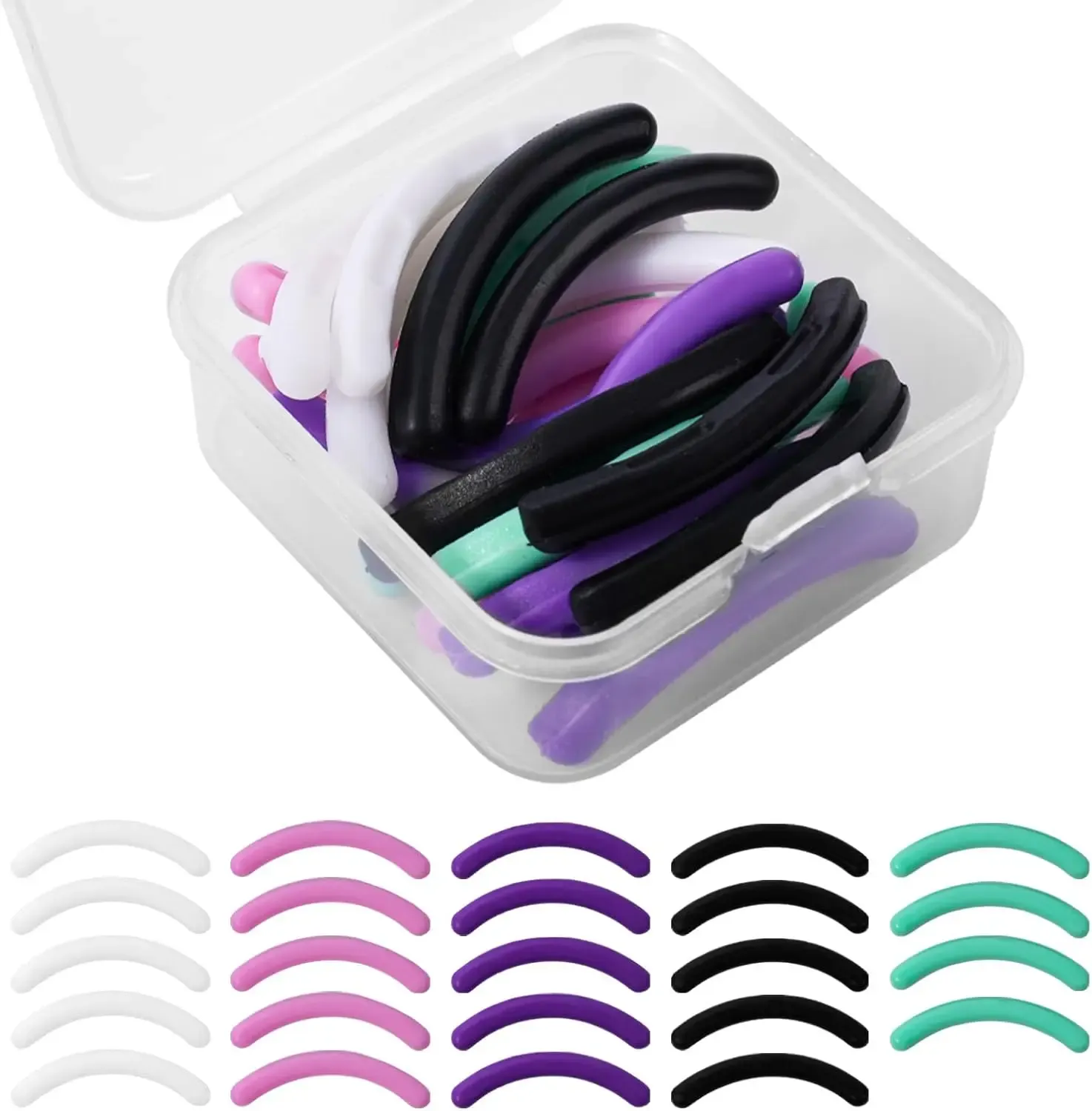 Recharges de recourbe-cils en silicone hypoallergénique, lot de 24 pièces, ajustement universel avec étui, conception antidérapante de qualité salon, plus de 100 utilisations - Image 1