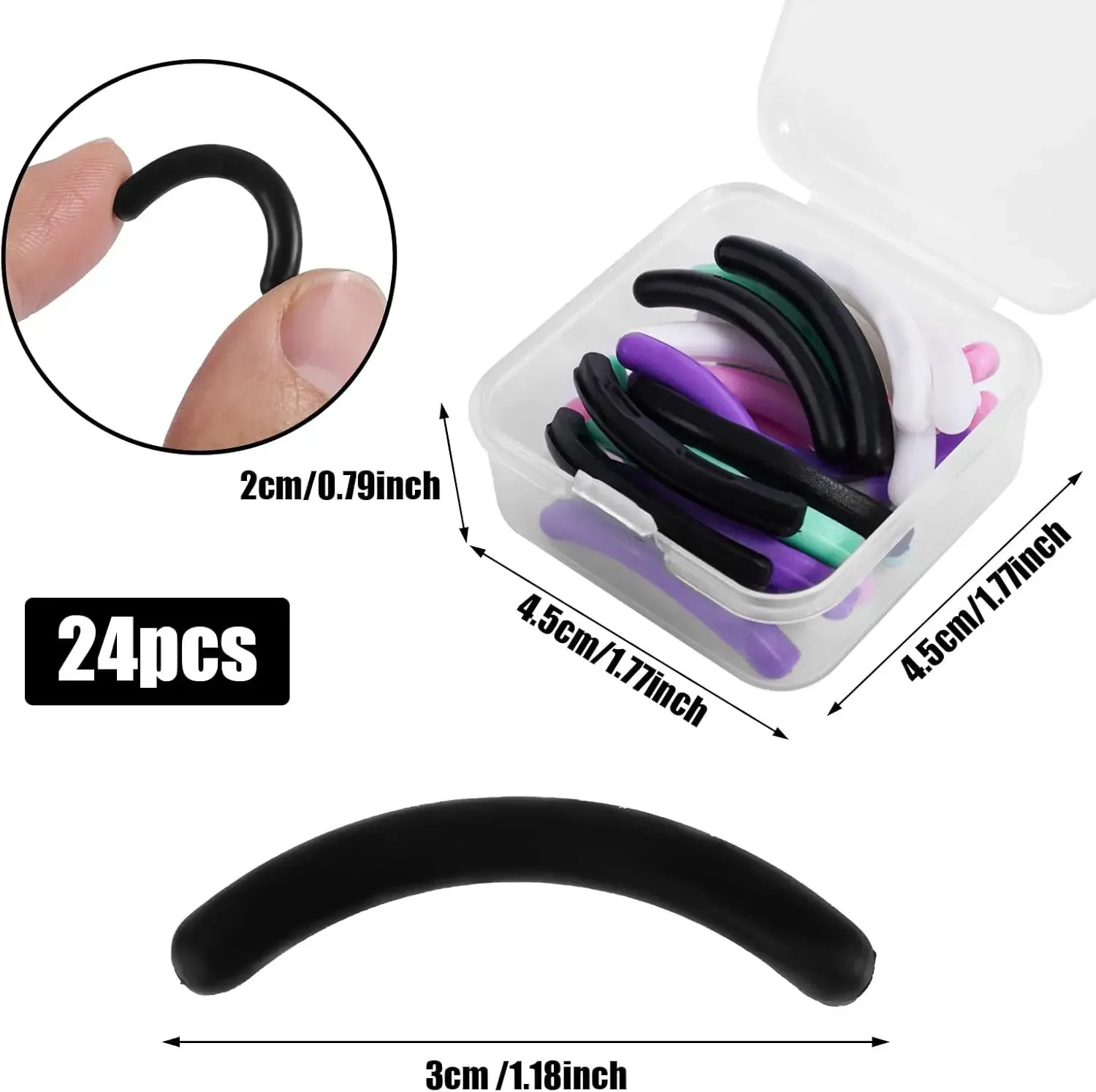 Recharges de recourbe-cils en silicone hypoallergénique, lot de 24 pièces, ajustement universel avec étui, conception antidérapante de qualité salon, plus de 100 utilisations 2