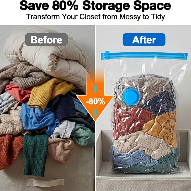Lot de 12 sacs de rangement sous vide avec pompe à vide électrique pour vêtements 2
