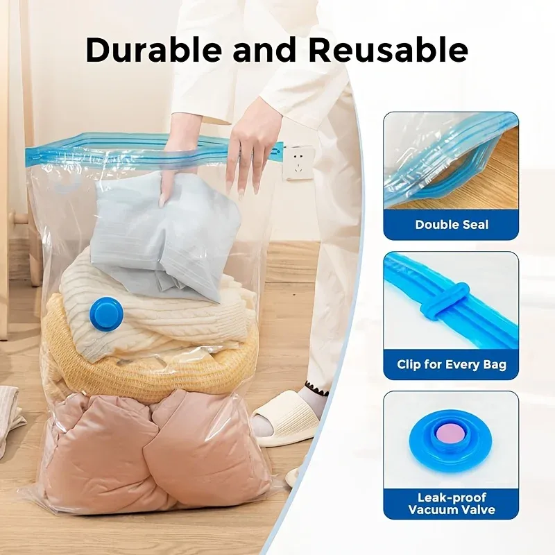 Lot de 12 sacs de rangement sous vide avec pompe à vide électrique pour vêtements 6