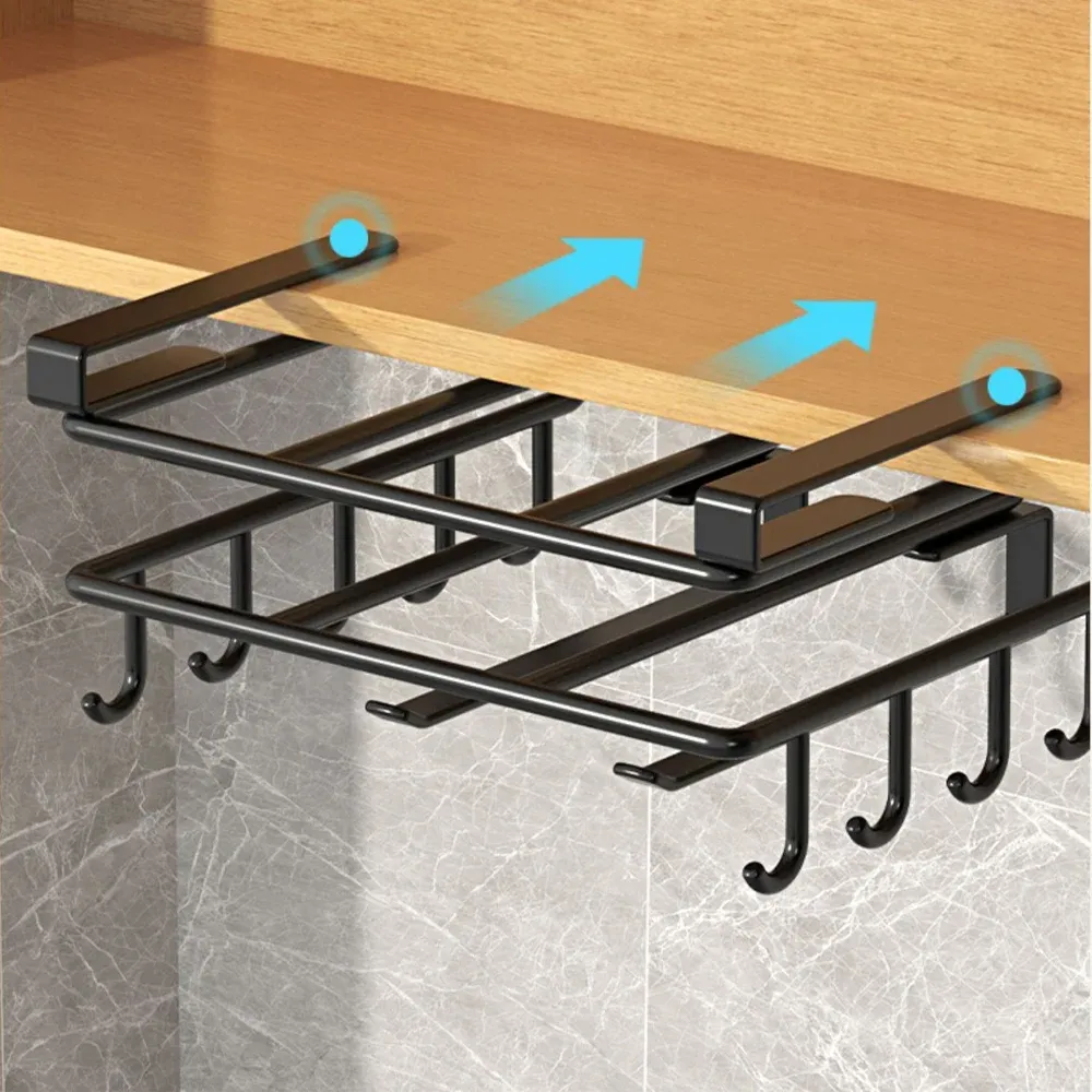 Organisateur de cuisine sous armoire avec crochets pour torchons, planches à découper et couvercles de casseroles 2