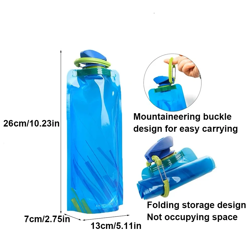 Gourde pliable en plastique PE portable pour l'extérieur, le cyclisme, l'alpinisme 6