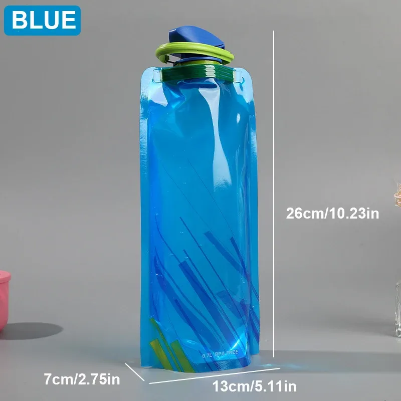 Gourde pliable en plastique PE portable pour l'extérieur, le cyclisme, l'alpinisme 7