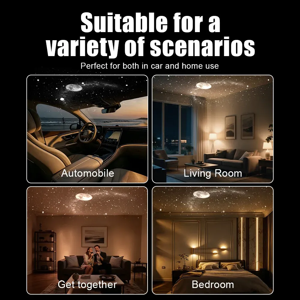 Projecteur USB Ciel Étoilé pour Intérieur de Voiture, Maison et Chambre, Veilleuse Galaxie Romantique 5