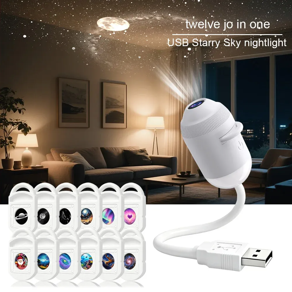Projecteur USB Ciel Étoilé pour Intérieur de Voiture, Maison et Chambre, Veilleuse Galaxie Romantique 8
