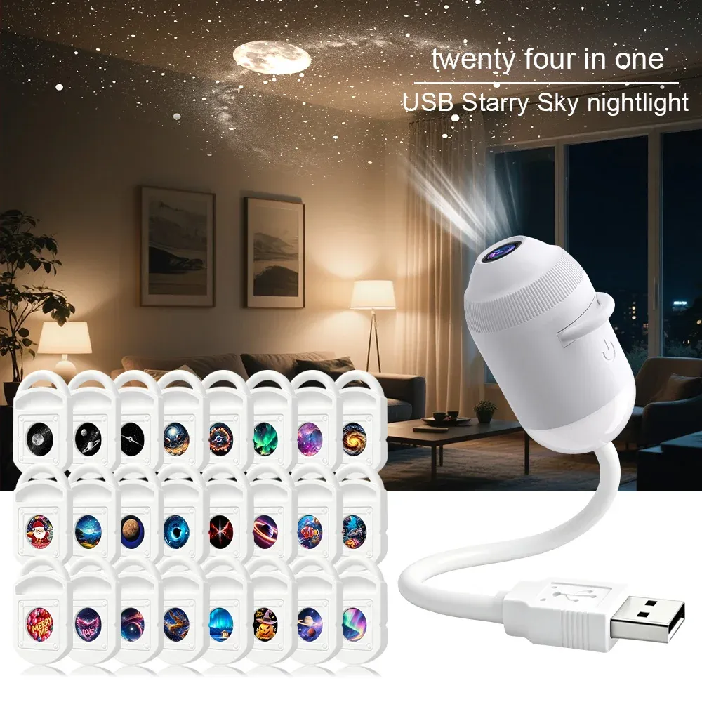 Projecteur USB Ciel Étoilé pour Intérieur de Voiture, Maison et Chambre, Veilleuse Galaxie Romantique 7