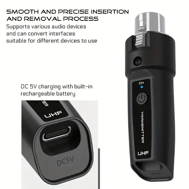 Ce ne sont pas des mots pour la traduction, mais voici le texte en français, avec le titre traduit : Système de microphone sans fil UHF, émetteur-récepteur XLR pour micro dynamique, guitare, table de mixage audio, système PA

Wait, the title is already in French. Let me give the clean version directly:

Système de microphone sans fil UHF, émetteur-récepteur XLR pour micro dynamique, guitare, table de mixage audio, système de sonorisation 6