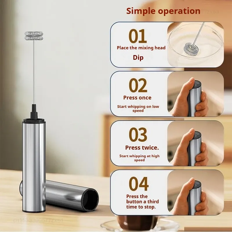 Mousseur à lait électrique rechargeable à 3 vitesses, pour usage domestique 2