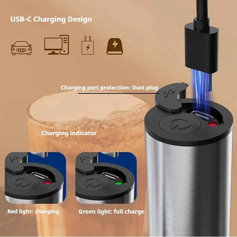 Mousseur à lait électrique rechargeable à 3 vitesses, pour usage domestique 4