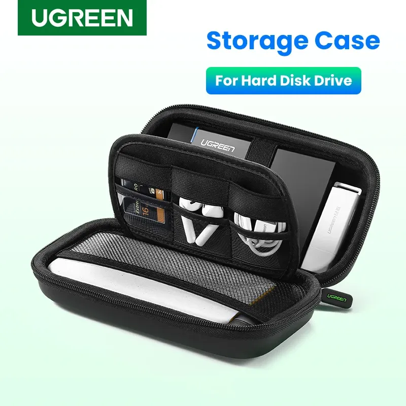 UGREEN – Boîtier pour disque dur externe 2,5 pouces, boîtier HDD/SSD portable pour batterie externe, mallette de rangement, sac de voyage