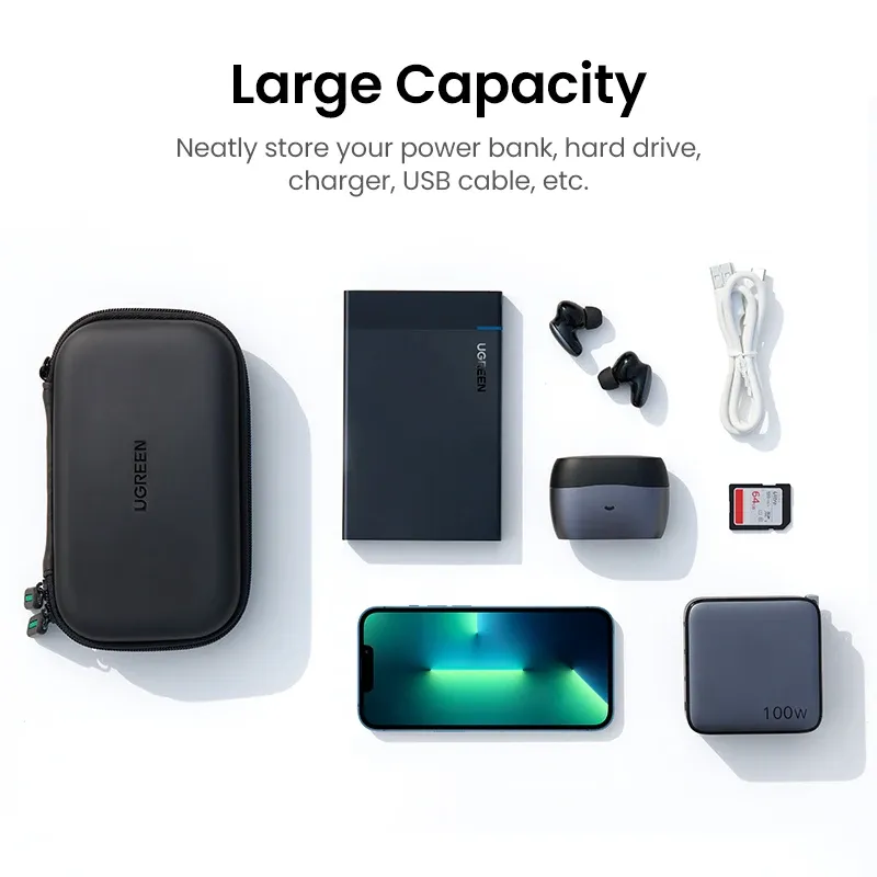 UGREEN – Boîtier pour disque dur externe 2,5 pouces, boîtier HDD/SSD portable pour batterie externe, mallette de rangement, sac de voyage 2