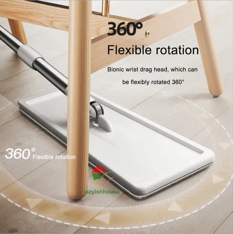 Serpillère à Essorage avec Seau Plat Rotatif pour Nettoyage Facile des Sols 3