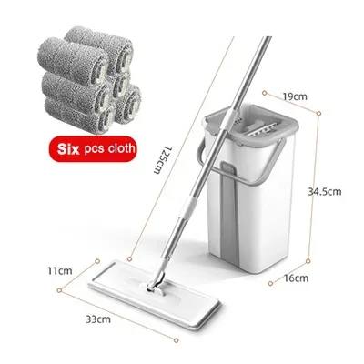 Serpillère à Essorage avec Seau Plat Rotatif pour Nettoyage Facile des Sols 10