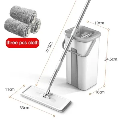 Serpillère à Essorage avec Seau Plat Rotatif pour Nettoyage Facile des Sols 9