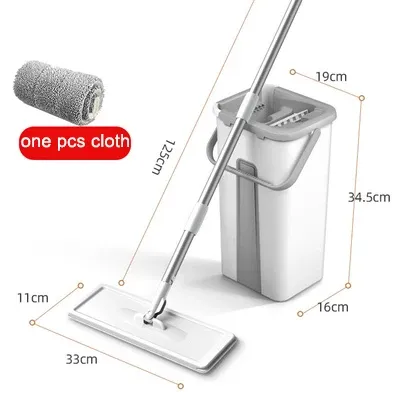 Serpillère à Essorage avec Seau Plat Rotatif pour Nettoyage Facile des Sols 7