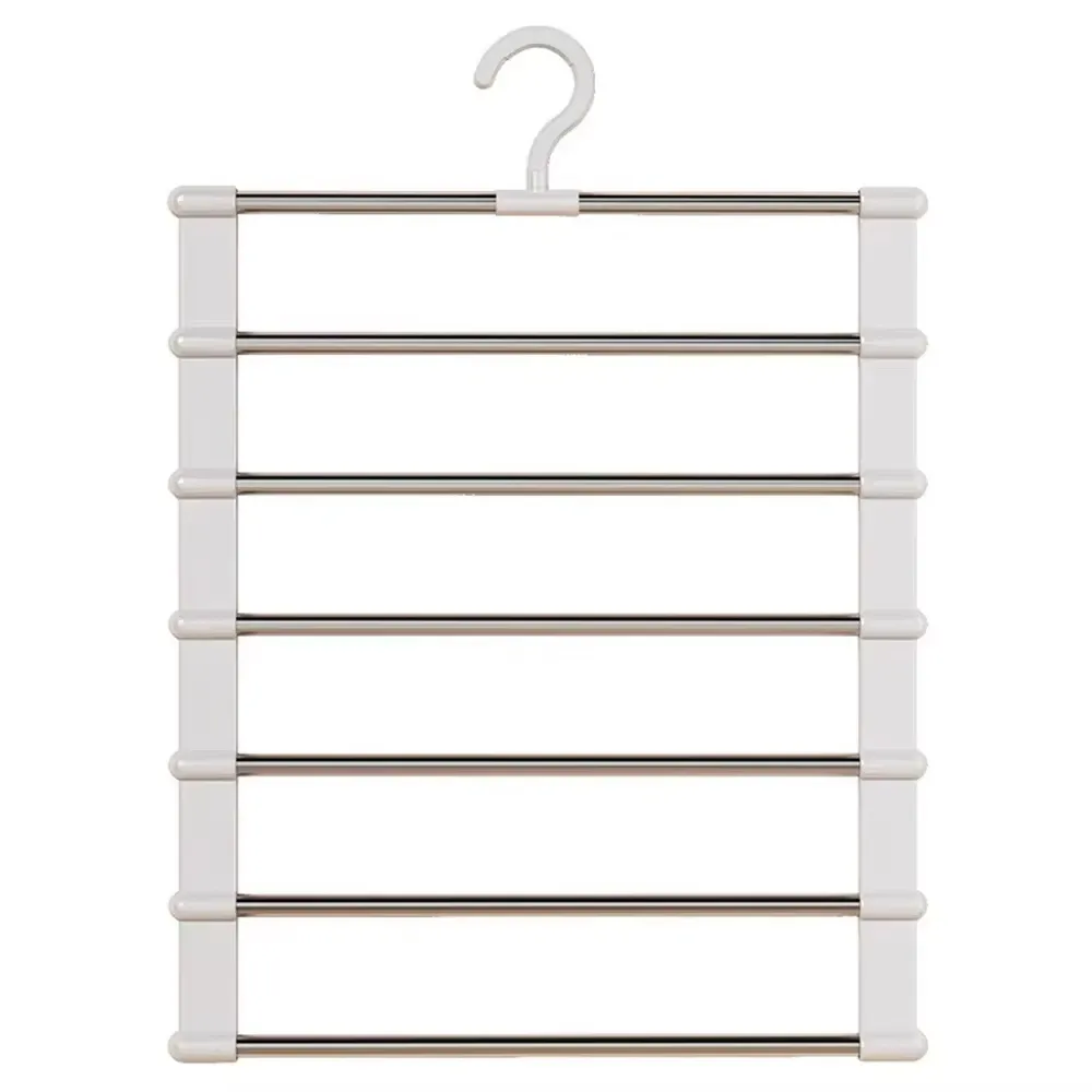 Porte-pantalon multi-niveaux pliable pour gain de place, organisateur de placard, support de rangement pour vêtements avec pinces antidérapantes 6