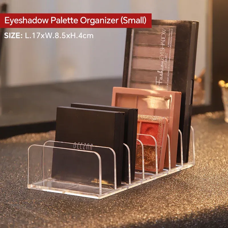 Organisateur de maquillage à 7 compartiments, présentoir de bureau pour palettes de fards à paupières, étagère de rangement pour maquillage, blush, cosmétiques et outils de maquillage 9