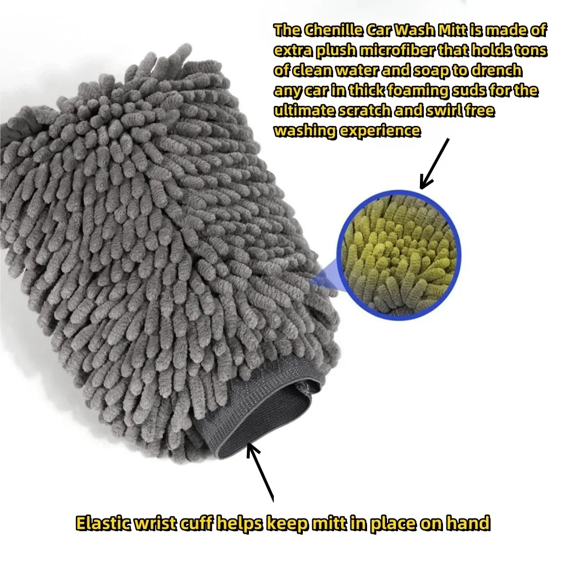 Gant de lavage pour voiture en microfibre double face, ultra absorbant, sans rayures 4