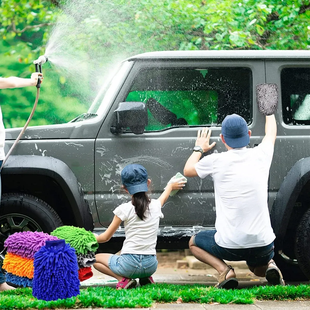 Gant de lavage en microfibre chenille double face