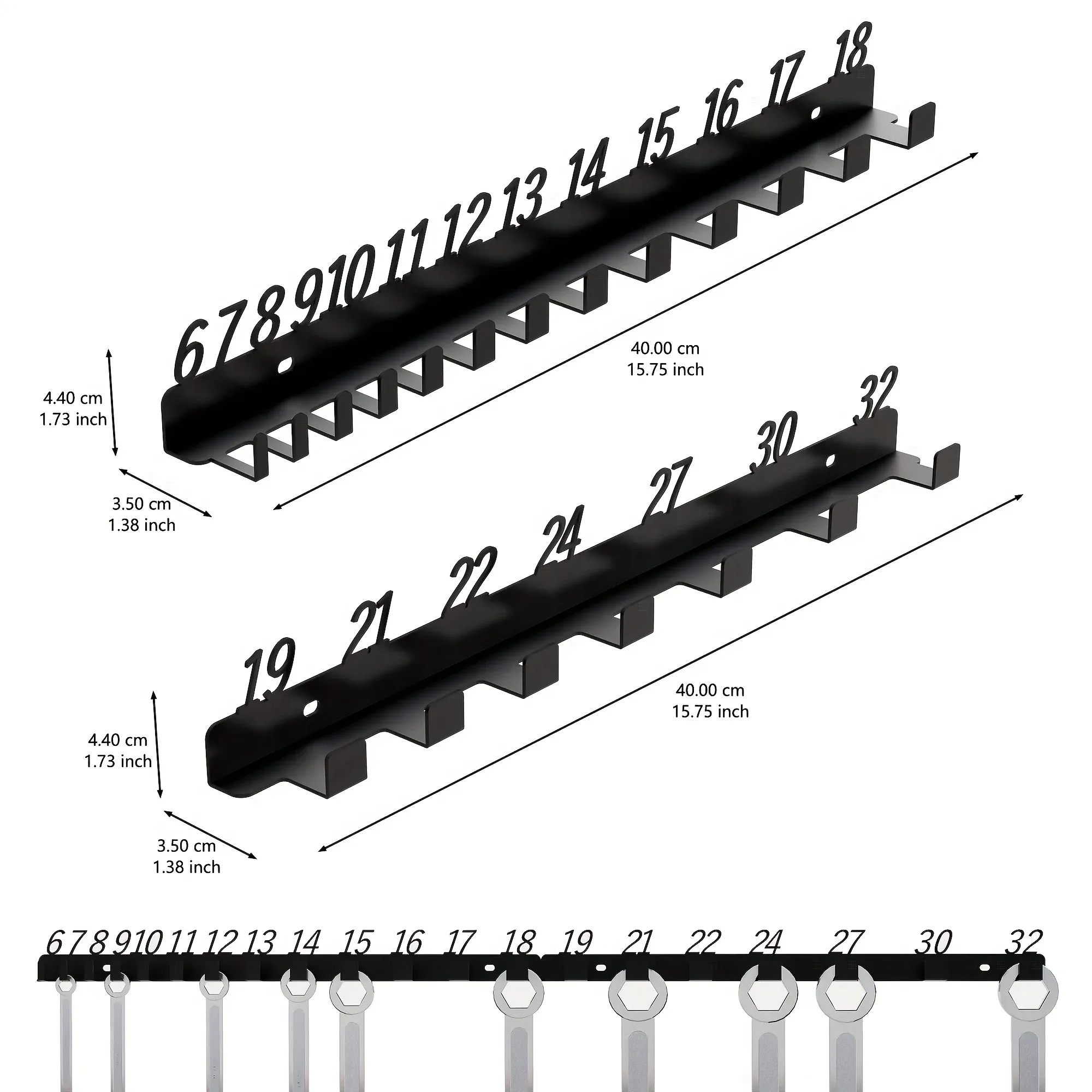 Organisateur de vis mural en métal robuste et durable avec compartiments numérotés (61 pour le n° 6, 31 pour le n° 8, etc.) 9